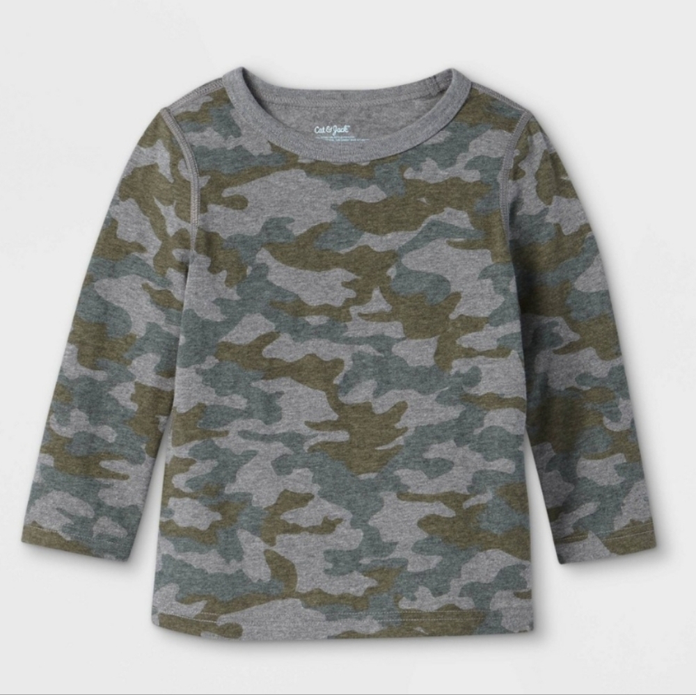 Toddler Boys' Adaptive Camo Long Sleeve T-Shirt - Cat & Jack Green Size 5T